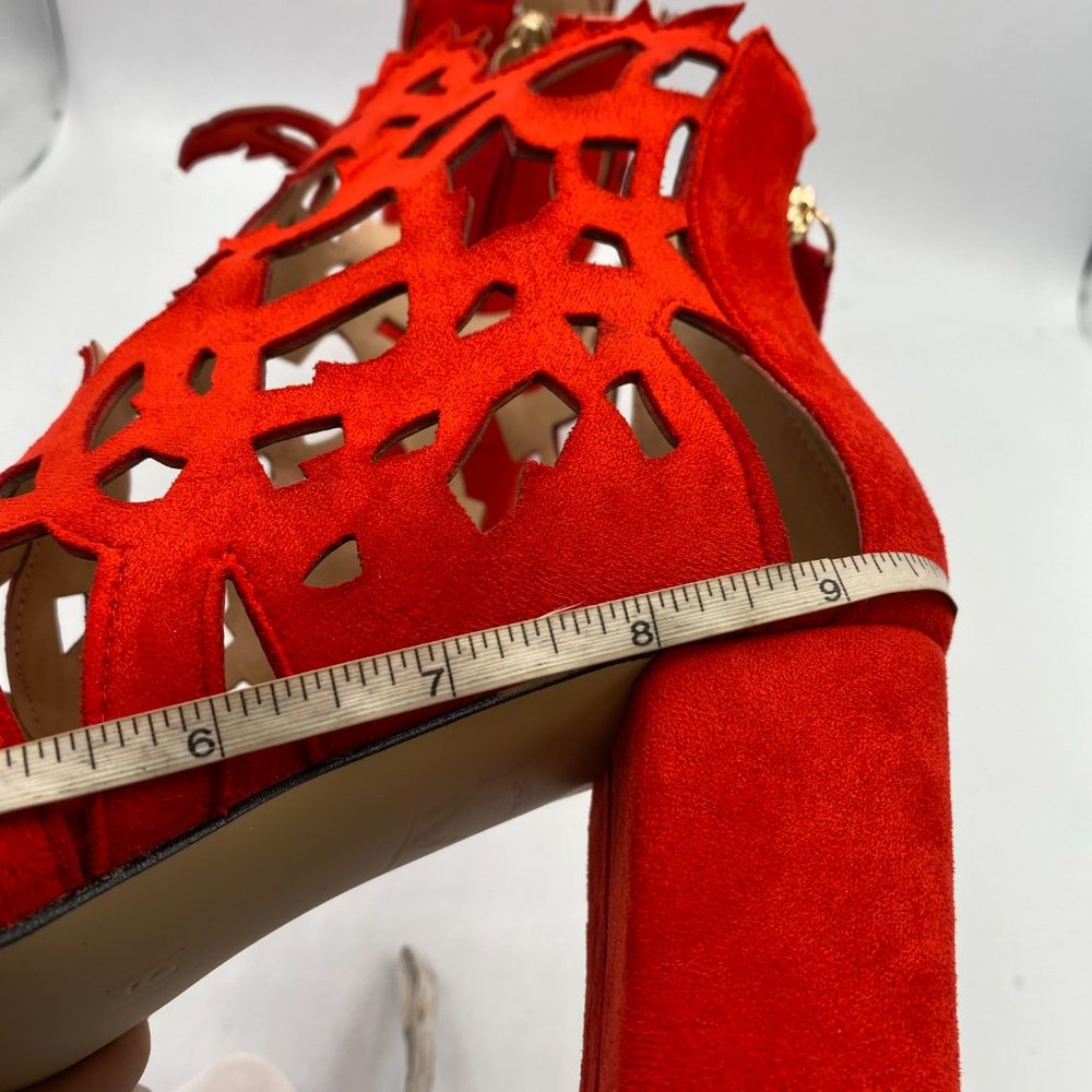 A YDN Red Block Heel Gladiators Strappy Sandal - Picture 6 of 9